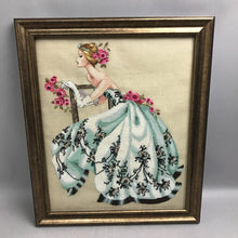 Load image into Gallery viewer, Framed Lady Cross-Stitch Embroidery w/Beads (19x16)

