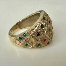 Load image into Gallery viewer, 10K Gold Multicolored Enamel Domed Ring sz 6 (2.8g)
