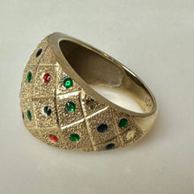 Load image into Gallery viewer, 10K Gold Multicolored Enamel Domed Ring sz 6 (2.8g)
