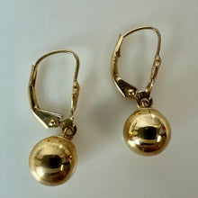 Load image into Gallery viewer, 14K Gold Ball Dangle Leverback 1" Earrings (1.2g)
