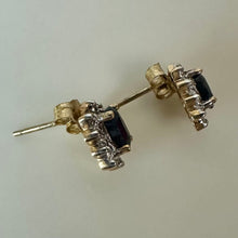 Load image into Gallery viewer, 10K Gold Sapphire Diamond Stud Earrings (1.3g)
