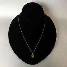 Load image into Gallery viewer, 10K Gold Green Tourmaline Diamond Pendant on 17" Chain Necklace (1.2g)
