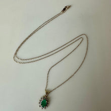 Load image into Gallery viewer, 10K Gold Green Tourmaline Diamond Pendant on 17" Chain Necklace (1.2g)
