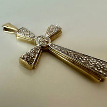 Load image into Gallery viewer, 10K Gold Diamond 1.5" Cross Pendant (2.1g)
