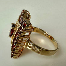 Load image into Gallery viewer, 10K Gold Garnet Vintage Filigree Ring sz 7 (4.2g)
