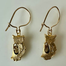 Load image into Gallery viewer, 10K Gold 1" Owl Earrings (2.3g)
