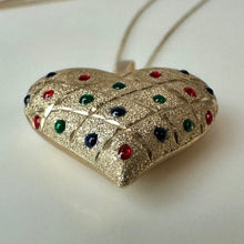 Load image into Gallery viewer, 10K Gold Multicolor Enamel Puffy Heart Pendant on 18" Chain Necklace (2.2g)
