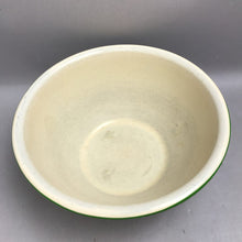 Load image into Gallery viewer, Vintage Cream with Green Trim Enamelware Bowl (4x11)
