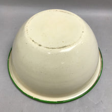 Load image into Gallery viewer, Vintage Cream with Green Trim Enamelware Bowl (4x11)
