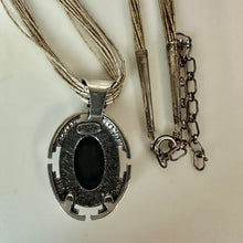 Load image into Gallery viewer, Vintage Carolyn Pollack Relios Sterling Multi-stone Mosaic Inlay Pendant on Multi-Strand Liquid Silver Necklace (23")
