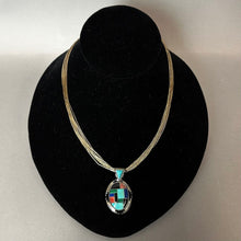 Load image into Gallery viewer, Vintage Carolyn Pollack Relios Sterling Multi-stone Mosaic Inlay Pendant on Multi-Strand Liquid Silver Necklace (23")
