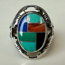 Load image into Gallery viewer, Vintage Carolyn Pollack Relios Sterling Multi-Stone Mosaic Inlay Ring sz 6

