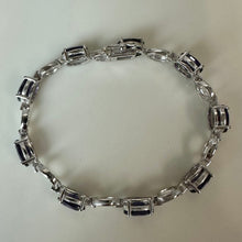 Load image into Gallery viewer, Sterling Silver Deep Amethyst Oval Link Bracelet (7")

