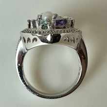 Load image into Gallery viewer, Ross Simons Sterling Pearl Amethyst Garnet Peridot Citrine Mosaic Teardrop Ring sz 6
