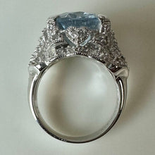 Load image into Gallery viewer, Espo J Esposito Sterling Pale Blue Topaz CZ Cocktail Ring sz 6
