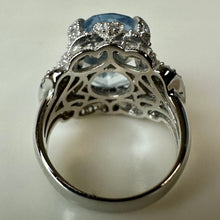 Load image into Gallery viewer, Espo J Esposito Sterling Pale Blue Topaz CZ Cocktail Ring sz 6
