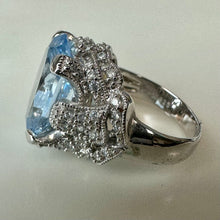 Load image into Gallery viewer, Espo J Esposito Sterling Pale Blue Topaz CZ Cocktail Ring sz 6
