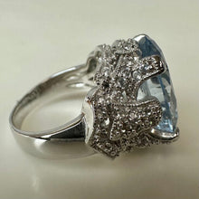 Load image into Gallery viewer, Espo J Esposito Sterling Pale Blue Topaz CZ Cocktail Ring sz 6
