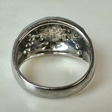 Load image into Gallery viewer, Eric Grossbardt Sterling Turquoise Inlay Diamonique CZ Domed Ring sz 8
