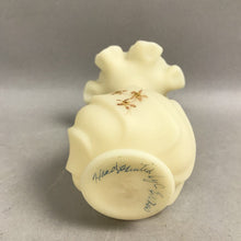 Load image into Gallery viewer, Vintage Fenton Hand Painted Custard Satin Glass Ruffled Vase Signed (5.5")
