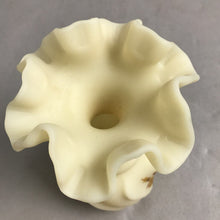 Load image into Gallery viewer, Vintage Fenton Hand Painted Custard Satin Glass Ruffled Vase Signed (5.5")
