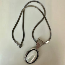 Load image into Gallery viewer, Vintage Carol Felley Sterling Mother of Pearl Statement Pendant on 20" Flat Chain (2.5")
