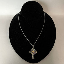 Load image into Gallery viewer, Vintage Sterling Celtic Cross Multi-Gemstone Pendant on 18" Chain Necklace (1.75")
