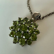 Load image into Gallery viewer, Vintage Sterling Peridot Cluster Pendant on 18" Chain Necklace (1")
