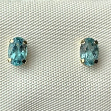 Load image into Gallery viewer, 10K Gold Blue Topaz Stud Earrings (0.5g)
