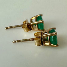 Load image into Gallery viewer, 14K Gold Emerald Stud Earrings (0.8g)
