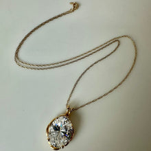Load image into Gallery viewer, 14K Gold 1" Cubic Zirconia Pendant on 18" Chain Necklace (6.4g)
