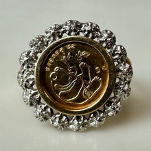 Load image into Gallery viewer, 10K Gold Diamond Panda Coin Replica Ring sz 7 (3.1g)
