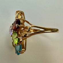 Load image into Gallery viewer, 10K Plumb Gold Topaz Citrine Amethyst Peridot Garnet Ring sz 7 (3.7g)
