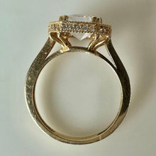 Load image into Gallery viewer, 14K Gold Cubic Zirconia Halo Engagement Ring sz 6 (3.6g)
