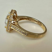 Load image into Gallery viewer, 14K Gold Cubic Zirconia Halo Engagement Ring sz 6 (3.6g)
