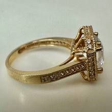 Load image into Gallery viewer, 14K Gold Cubic Zirconia Halo Engagement Ring sz 6 (3.6g)
