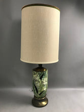 Load image into Gallery viewer, MCM Green Drip Glaze with Cut Out Leaves Flower Pattern Table Lamp (32")(2 Available)
