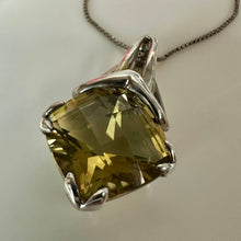 Load image into Gallery viewer, Vintage Sterling Lemon Quartz Pendant on 18" Chain Necklace (1.25")
