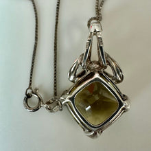 Load image into Gallery viewer, Vintage Sterling Lemon Quartz Pendant on 18" Chain Necklace (1.25")
