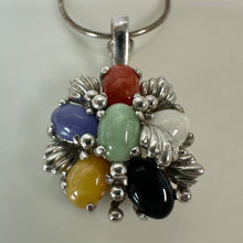 Load image into Gallery viewer, Vintage Sterling Shades of Jade Enhancer Pendant on 18" Chain Necklace (1.25")
