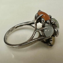 Load image into Gallery viewer, Vintage Sterling Shades of Jade Ring sz 6.25
