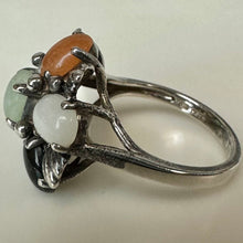 Load image into Gallery viewer, Vintage Sterling Shades of Jade Ring sz 6.25
