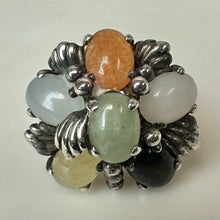 Load image into Gallery viewer, Vintage Sterling Shades of Jade Ring sz 6.25
