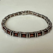 Load image into Gallery viewer, Vintage Sterling Garnet Tennis Bracelet (7")

