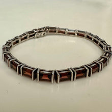 Load image into Gallery viewer, Vintage Sterling Garnet Tennis Bracelet (7")
