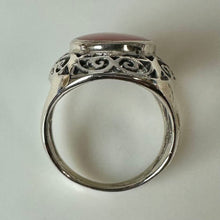 Load image into Gallery viewer, Sterling Red Coral Filigree Setting Ring sz 6
