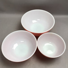 Load image into Gallery viewer, Pyrex Mixing Bowls Flamingo Pink Set Nesting Vintage 402, 403, 404
