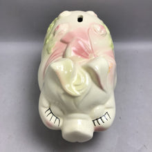 Load image into Gallery viewer, Vintage Smiley Pig Ceramic Giant Piggy Bank Lucky Clover Shamrock Bow (14")
