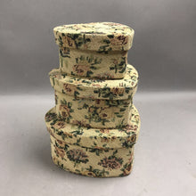 Load image into Gallery viewer, Vintage Floral Heart Nesting Boxes Padded Fabric Trinket Storage Set of 3 (10x7)
