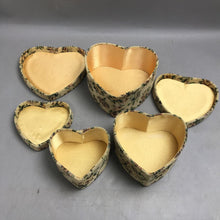 Load image into Gallery viewer, Vintage Floral Heart Nesting Boxes Padded Fabric Trinket Storage Set of 3 (10x7)
